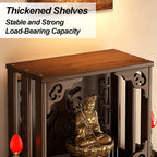 Small Altar Table Solid Wood, Pooja Meditation Table with Telescopic Pull-Out Storage Board, Butsudan, Buddhist Altar Shelf Countertop Type(66x26x50 cm/26x10x20 in)