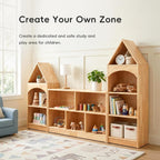 OOOK Rubberwood Montessori Shelf, 3-Tier Toy Organizers and Storage, Wood Corner Cabinet for Kids Room, Playroom, Nursery, Classroom, Kindergarten