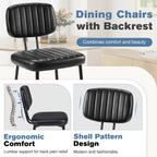 DUMOS Dining Chairs Set of 2, Upholstered Mid-Century PU Leather Accent Chair with Backrest and Metal Legs for Kitchen, Dining Room, Living Room, Black
