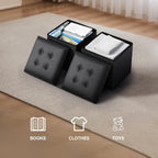 Storage Ottoman Bench, 15 Inch Ottoman Foot Rest, End of Bed Bench, Storage Chest for Living Room, Bedroom, Entryway, Black