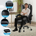 BOSMILLER 500lbs Big and Tall Office Chair, 6-Points Massage Office Chair, Executive Heated Desk Chair with Adjustable Footrest, Reclining High Back for Home Office