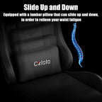 Czlolo Gaming Chair, Ergonomic Office Computer Chair with Footrest and Lumbar Support Massager Racing Style High Back Video Gamer Chair, Wide＆Thick Cushion, 90°-135° Recline, Adjustable Height, Black