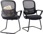 DUMOS Office Desk Chair with Sled Base, Ergonomic Executive Mesh Computer Chairs with Lumbar Support for Home Conference Room Bedroom Waiting Reception Guest Student
