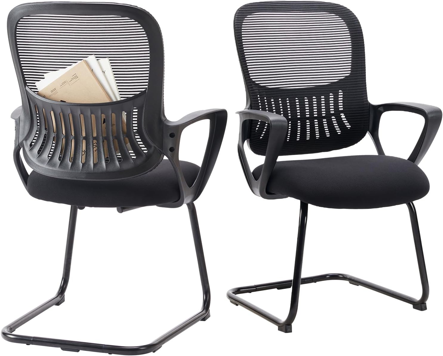 DUMOS Office Desk Chair with Sled Base, Ergonomic Executive Mesh Computer Chairs with Lumbar Support for Home Conference Room Bedroom Waiting Reception Guest Student