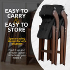 2 Pack Wooden Folding Chair with Padded Seat, Stackable Wooden Foldable Chair, Folding Chairs with Cushion for Guests Kitchen, Bedroom, Office, Wedding, Library, Party, Picnic (Walnut Black)