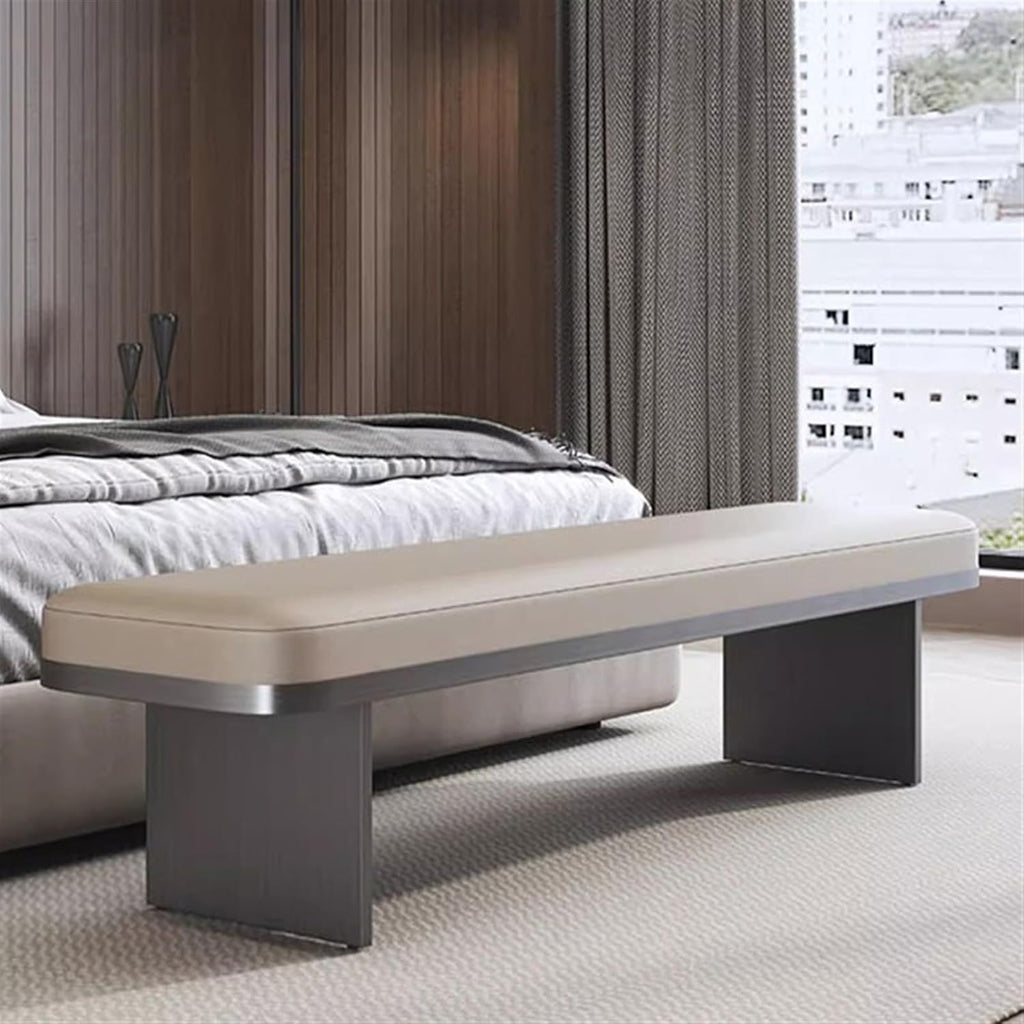 Modern Stainless Steel Footstool Household Sofa Bedside Stool Dining Chair Light Luxury High-Grade Shoeshine Bench Long Entryway(120 * 40 * 40cm)
