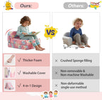 Tiita Folding Sofa Bed for Kids, Toddler Fold Out Couch Bed with Removable Cover, Kids Futon Sleeper Chair Folding Beds Mattress for Children Room, Living Room, Guest Room,Colorful