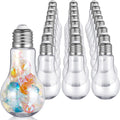 Tessco for you 36 Pcs 6.8 oz/ 200 ml Plastic Light Bulb Jars Clear Plastic Candy Jars Bulb Vase Christmas Ornament Storage Container with Lid Fillable Ornament for Candy DIY Craft Hanging(Silver)