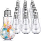 Tessco for you 36 Pcs 6.8 oz/ 200 ml Plastic Light Bulb Jars Clear Plastic Candy Jars Bulb Vase Christmas Ornament Storage Container with Lid Fillable Ornament for Candy DIY Craft Hanging(Silver)