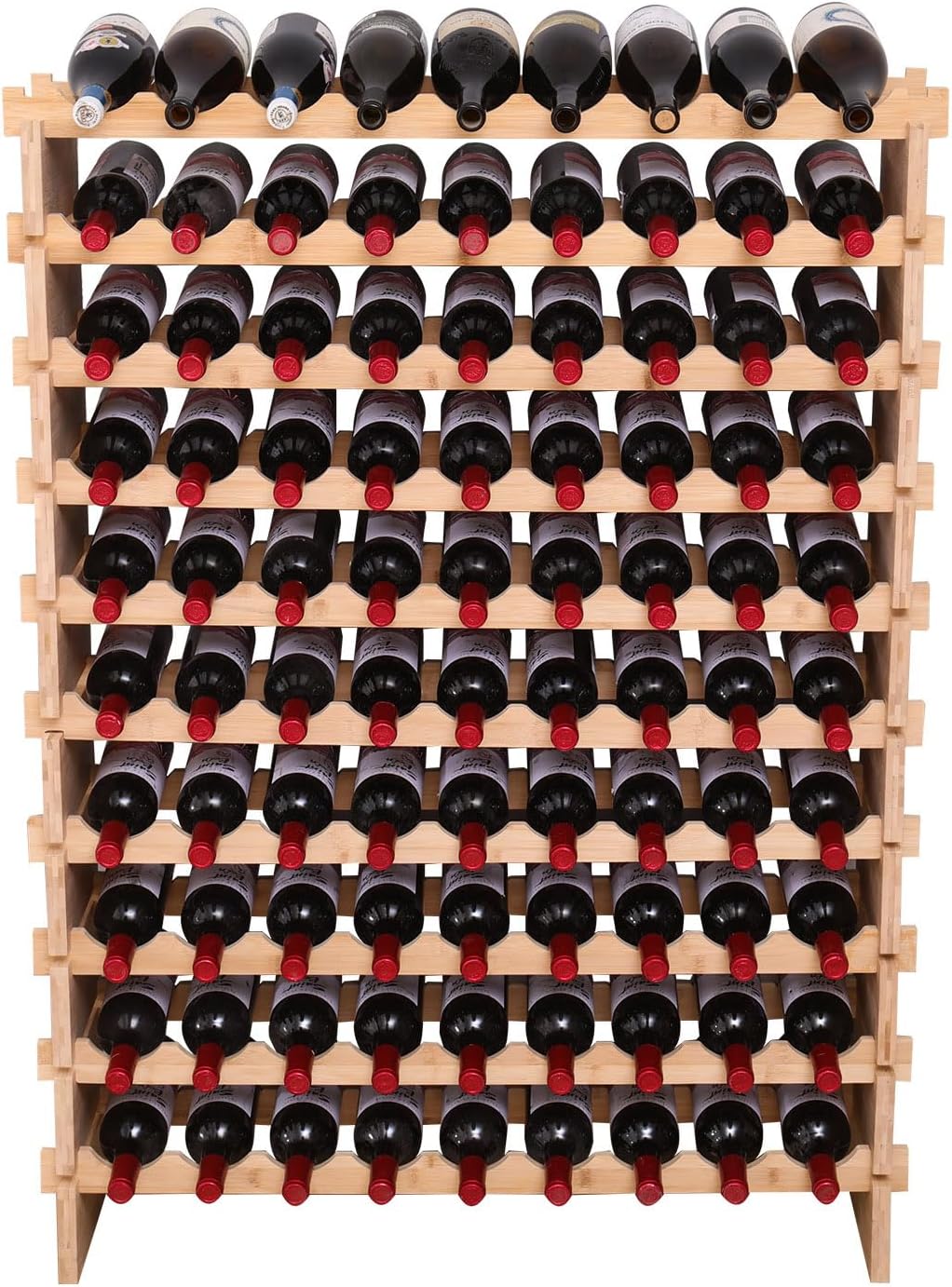 90 Bottle Stackable Storage Modular Wine Rack Cabinet Bamboo freestanding Floor Wine Holder Display Shelves