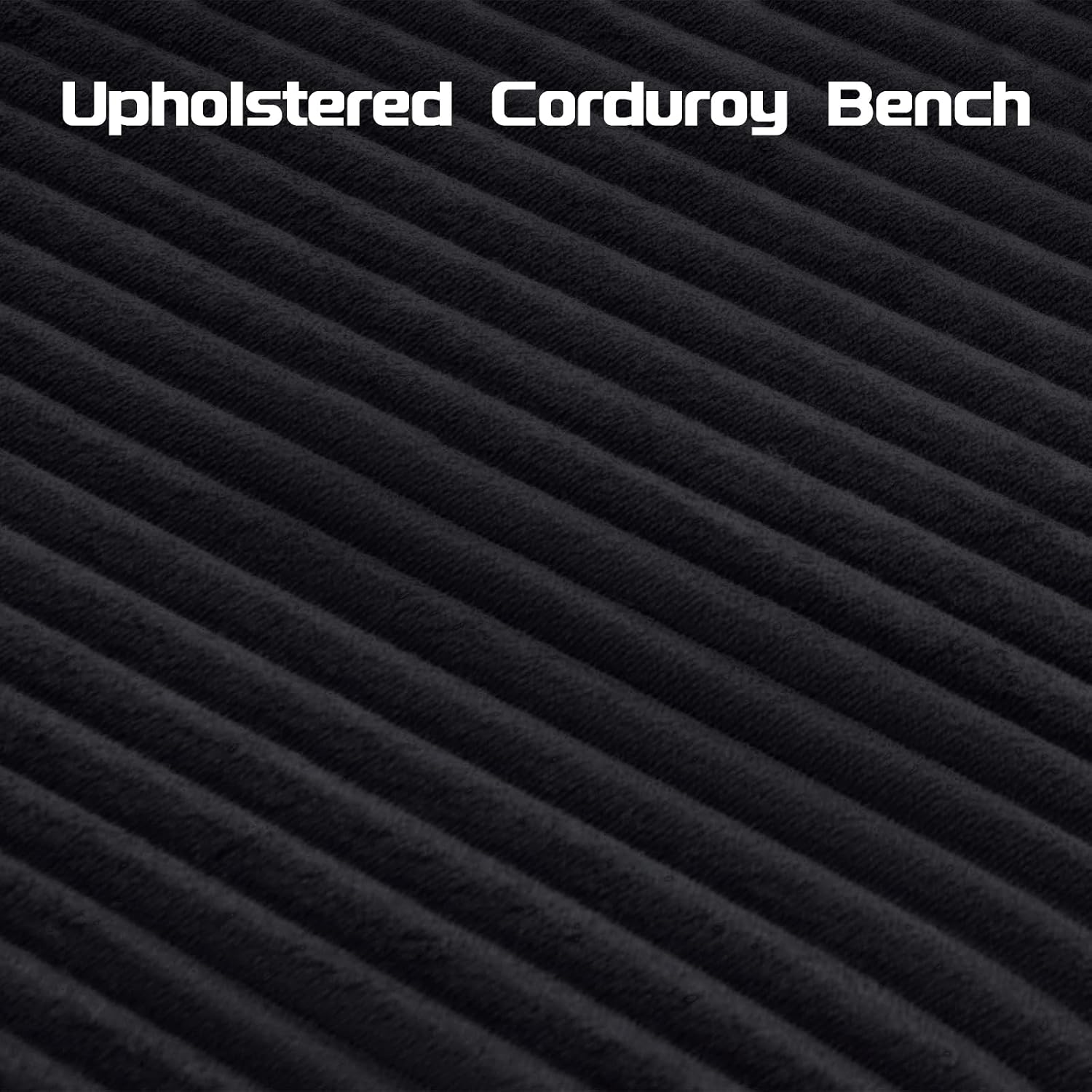 51.5" Corduroy Storage Bench, End of Bed Bench with Storage, Upholstered Bedroom Bench with Rolled Arm, Ottoman Bench for End of Bedroom, Living Room, Entryway (Black)