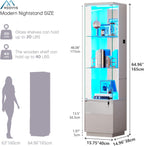 WOOVIVS 64.9" Glass Display Cabinet with Lock & 3-Color LED Lights, Tempered Glass Curio Cabinet with Mirror Back, Tall Display Shelf for Collectibles, Memorabilia (White)