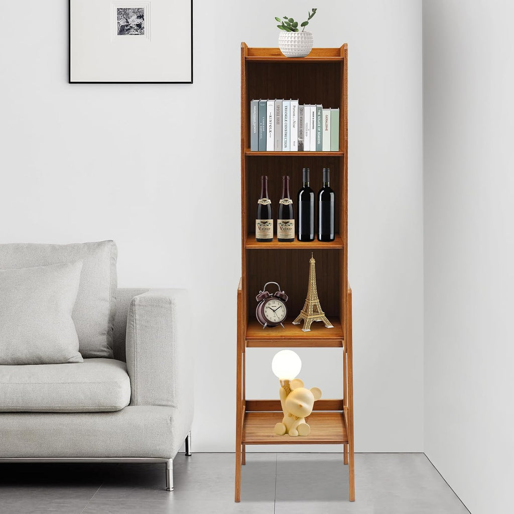 Modern End Table, Side Table Cabinet, Five-Tier Side Table, Wood Bookcase Organizer with Open Shelves for Living Room & Home Office