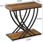 Tribesigns Side Table Set of 2, Narrow 2-Tier End Table for Living Room, Industrial Nightstand with Metal Frame, Small Bedside Tables for Bedroom, Sofa Couch, Small Spaces, Rustic Brown