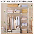 Portable Wardrobe - Heavy-Du Steel e with Hanging Rod & STO Cartment - Black, Single Row - Perfect for Clothes nizat & Space-Saving Soluts