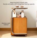 End Tables Interior ﻿, Multifunctional Sofa Side Cabinet, Movable Coffee Table, Bedside Corner Table Balcony Storage Rack, for Living Room, Kitchens Multi Scenario Use(Natural)
