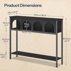 HOOBRO Narrow Console Table, Entryway Table with 3-Tier Storage, Sofa Table, Behind Couch Table with Arched Design for Living Room, Entrance, Hallway, Black BB106XG01