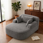 Oversized Chaise Lounge Chair Indoor, Boneless Couch Cloud Chair with 3 Comfy Pillows, Corduroy High-Density Foam Reading Chair, Wide Arms Bed Sleeper Sofa for Living Room Bedroom Relaxing