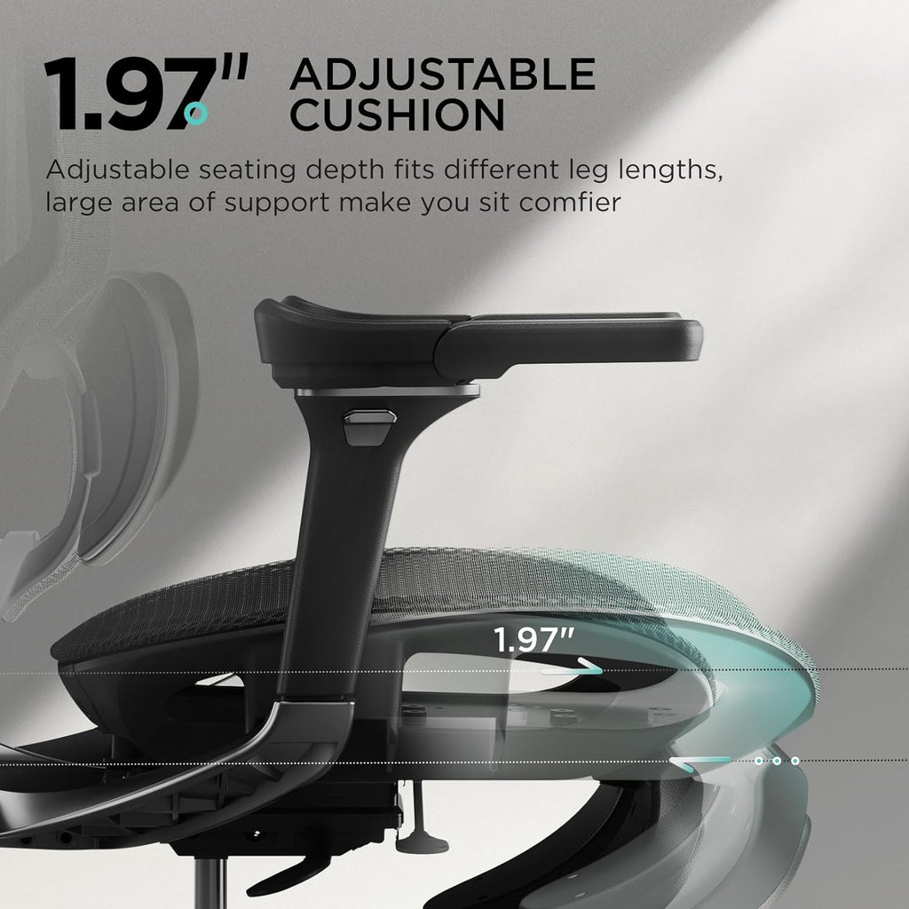 Hbada E3 Pro Ergonomic Office Chair, Big and Tall Office Chair - with 3-Zone Dynamic Lumbar Support, 4D Adjustable Headrest, 6D Adjustable Armrests, Black
