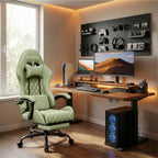 HLDIRECT Massage Recliner Gaming Chair with Footrest for Adults, Green | 300lbs Capacity, Ergonomic Office Computer Chair, Lumbar Support, Breathable Fabric, Headrest, 360° Swivel, Metal Frame