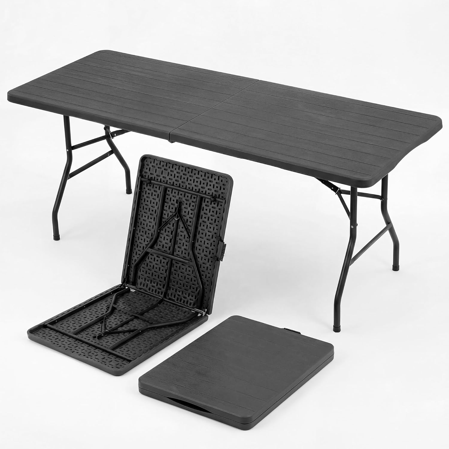 SEALAMB 6 Feet Foldable Table with Built in Handle & Steel Legs,6FT Heavy Duty Folding Portable,Perfect for Party, Dining, Wedding, Events, Picnic Indoor, Outdoor, Camping, Utility, Folding - 6 Ft