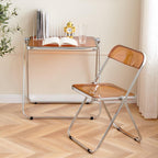 Black Acrylic Folding Tray Table, Sleek Small Foldable Writing Desk for Home Office, Space Saving Laptop Table for Small Spaces, Clear Side Table for Living Room, Portable TV Tray for Couch