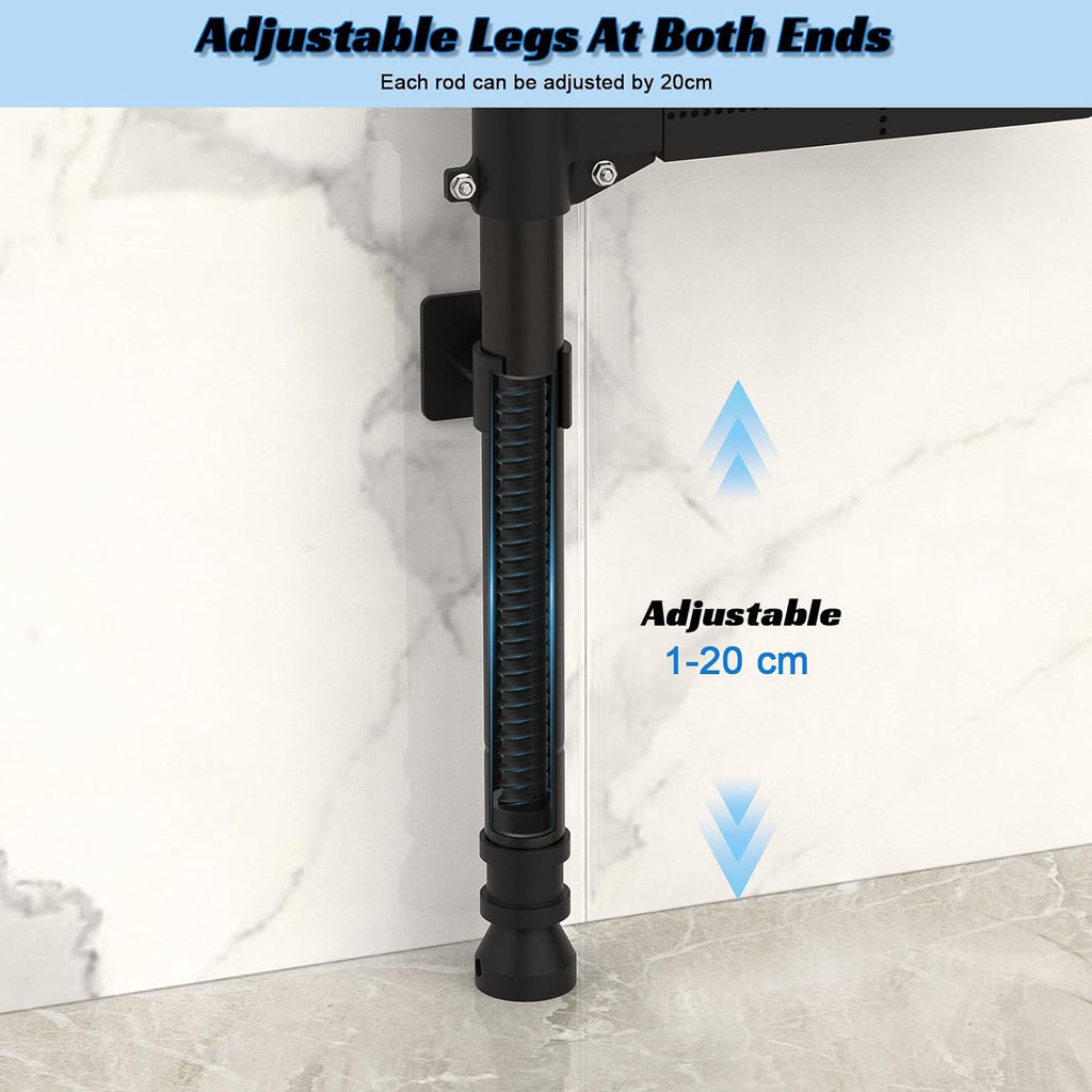 4-Tier Over The Toilet Storage Shelf, Adjustable Carbon Steel Bathroom Organizer, No Drill Tension Mount Freestanding Shelving Unit for Small Rooms, Space Saving Above Behind Toilet