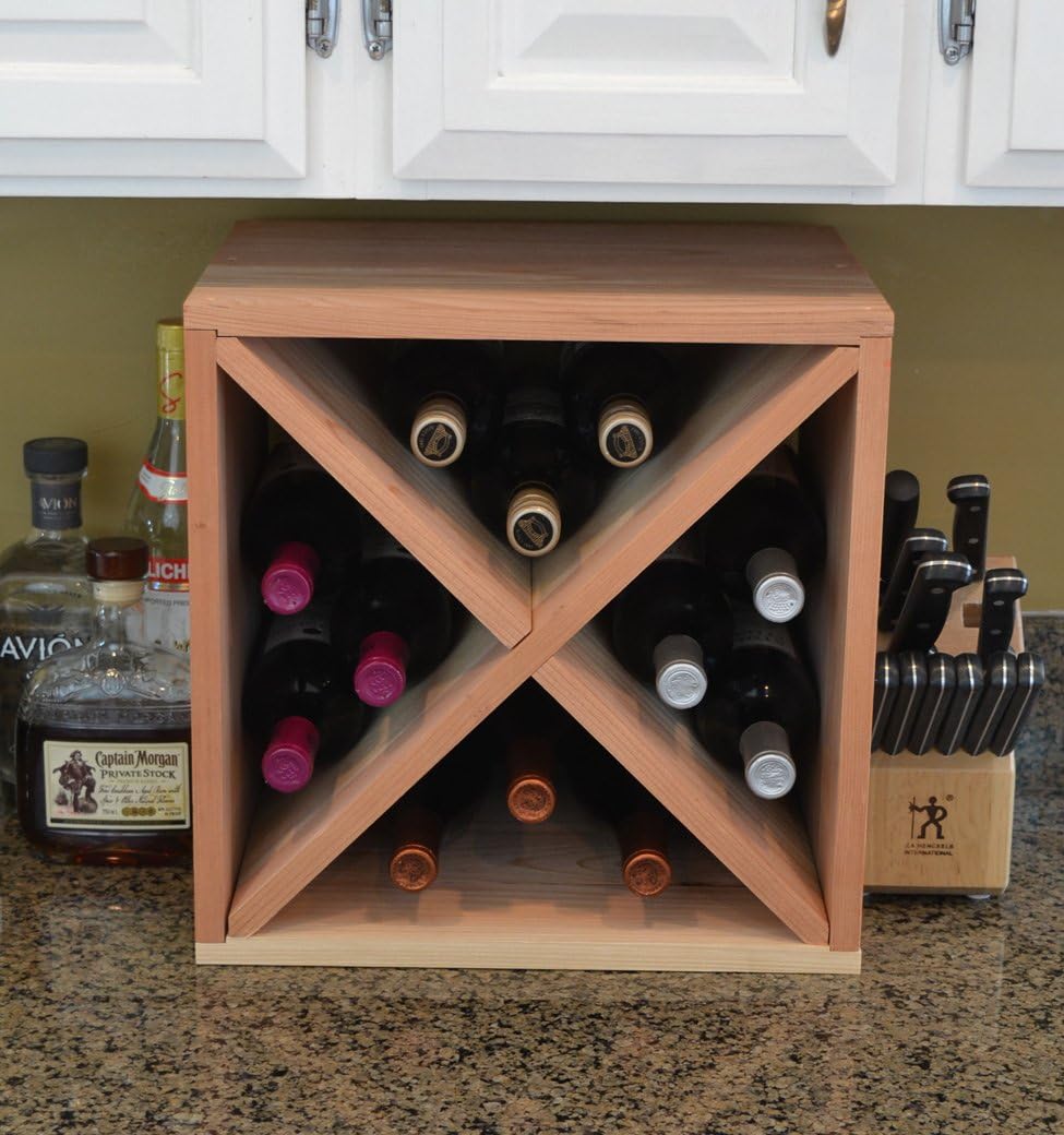 Creekside 12 Bottle Wine Cube, 12" Deep, Redwood