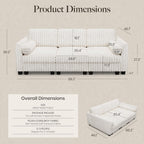 Belffin Plush Corduory Sectional Sleeper Sofa with Wide Deep Seat Modular Sectional Cloud Couches for Living Room. Beige Couch