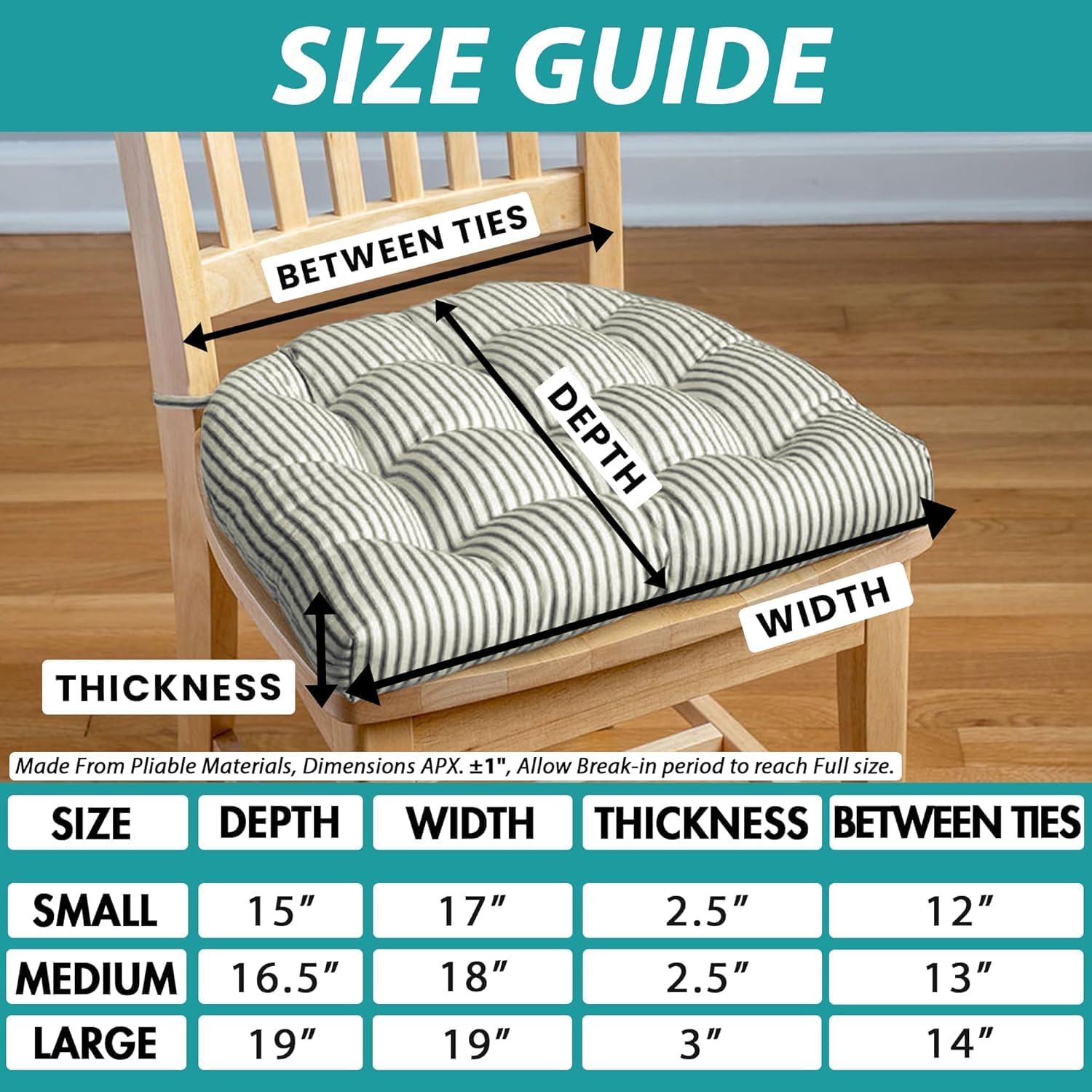 Barnett Home Decor Chair Cushions for Dining Chairs - 15x17 Kitchen Chair Cushions - Machine Washable, Made in USA - Latex Foam Comfort Chair Pads - Montgomery Green Small Pack of 4