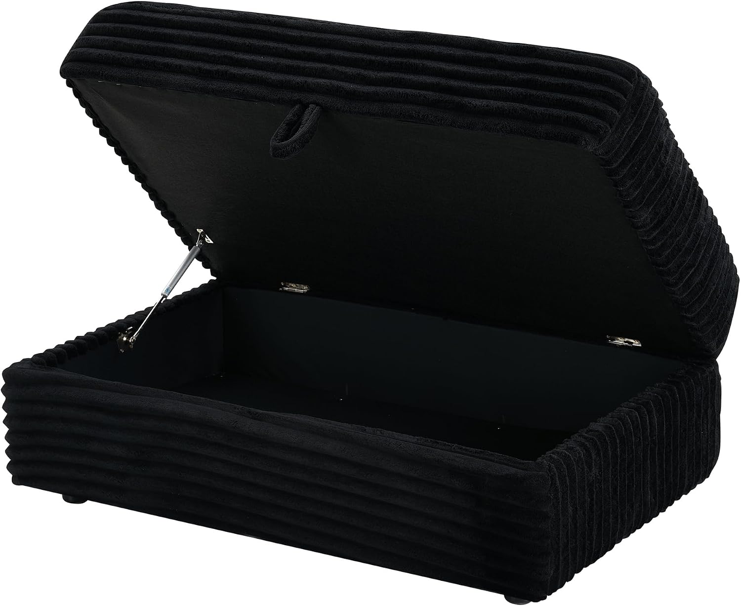 Modern Corduroy Sofa Storage Ottoman, Upholstered Memory Foam Footrest (Black Footrest)