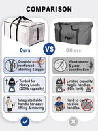 HOMESURE Supports 200lbs Heavy Duty Moving Bags - Strong Zipper & Wrap-Around Handles - Water-Resistant Storage Totes, Durable Alternative to Moving Boxes - 8 Pack - Semi-Transparent