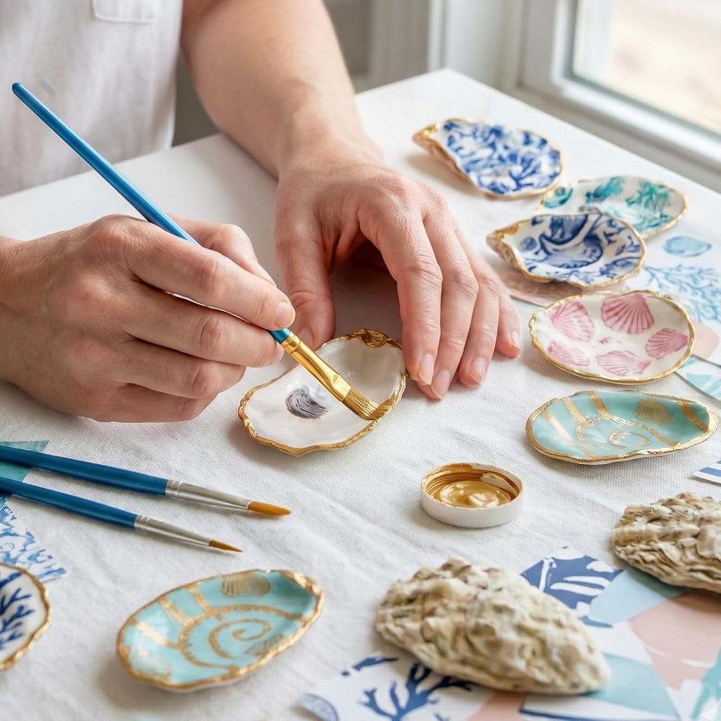 30Pcs Large Flat Oyster Shells for Crafts, 4-5 Inch Cleaned Natural Oyster Shells for Decoupage Painting Vase Filler Wedding DIY Decor Coastal Christmas Large Seashells Art