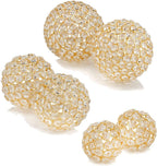 Facetas Decorative Crystal Sphere Fillers – Set of 2 Handcrafted Decorative Orbs, Available in all Crystal Silver & Gold, or in Silver & Gold with added Faux Pearls, 3", 4" or 5" Diameter