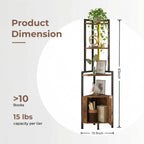 5-Tier LED Corner Cabinet Shelf, Rustic Brown Space-Saving Storage Organizer with Ambient Lighting, Freestanding Modern Farmhouse Shelf for Small Spaces