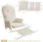 5PCS Glider Rocker Replacement Cushions with Ottoman Cover, Tufted High Back & Teddy Plush Rocking Chair Cushion Set, Thickened 3.5'' Glider Cushions with Side Pockets for Indoor Nursery, Cream