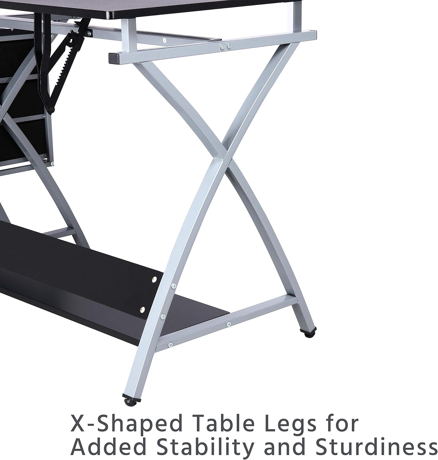Yaheetech Drafting Desk, Drawing Table for Artists/Adults, Art Desk w/Stool and 3 Slide Drawers, Painting Studio Design Work Station, Adjustable Tabletop, Modern, 50.5 x 24 x 45 inch