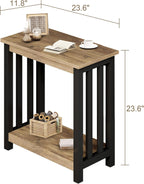 ChooChoo Mission End Table, Narrow Side Table for Small Spaces, Night Stand with Storage Shelf for Living Room and Bedroom, Rustic Oak & Black