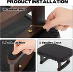 Walnut Prayer Kneeler with Thick Attached Cushion, Wooden Prayer Bench with Removable Washable Fabric Cover, Sturdy Kneeling Stool for Home Prayer and Meditation
