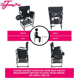 Portable Professional Tall Directors Chair with Side Tray - Custom Name/Logo Imprinted - 29 Inch Seat Height - for Salons, Makeup Artist, Hairstylist - Foldable Design