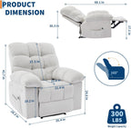 Rocking Recliner Chair with Massage & Heat, Overstuffed Fabric Upholstery, Remote Control, Side Pockets, for Living Room, Bedroom, Nursery, Home Theater, Beige