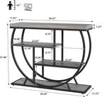 Garvee Entryway Table with Storage, Industrial 4-Tier Narrow Console Table Behind Couch with Half-Circle Base & Storage Shelves for Living Room, Hallway, Foyer