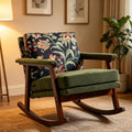 Rocking Chair for Nursery, Mid Century Modern Accent Chair with Comfort Backrest and Cushion, Cozy Reading Chair with Solid Rubberwood Frame for Living Room, Bedroom and Sunroom
