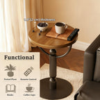 YUNMUARY-Modern Side Tables Living Room, Black Round End Table, Mid Century End Tables for Small Space, Metal Bedside Tables, Wooden Couch Side Table, Nightstand for Bedroom, No Assembly Required