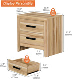 WAMPAT End Table with 2 Large Drawers, Farmhouse Side Table with Storage, Rustic Wood Nightstand Bedside Table for Bedroom and Living Room, Two-Tone