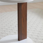 21.8” Wooden C Shaped End Table, Small Round Side Coffee Table for Couch Sofa, Modern Table Nightstand for Living Room, Bedroom and Corner, Non-Slip Bottom