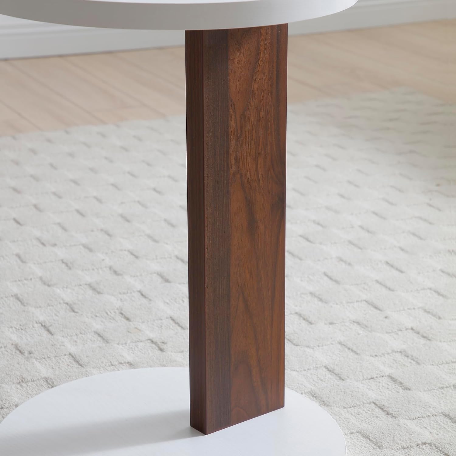 21.8” Wooden C Shaped End Table, Small Round Side Coffee Table for Couch Sofa, Modern Table Nightstand for Living Room, Bedroom and Corner, Non-Slip Bottom