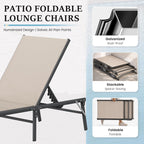 UDPATIO 3pcs Patio Lounge Chair Sets with Side Table Foldable Outdoor Chaise Lounge No Assembly