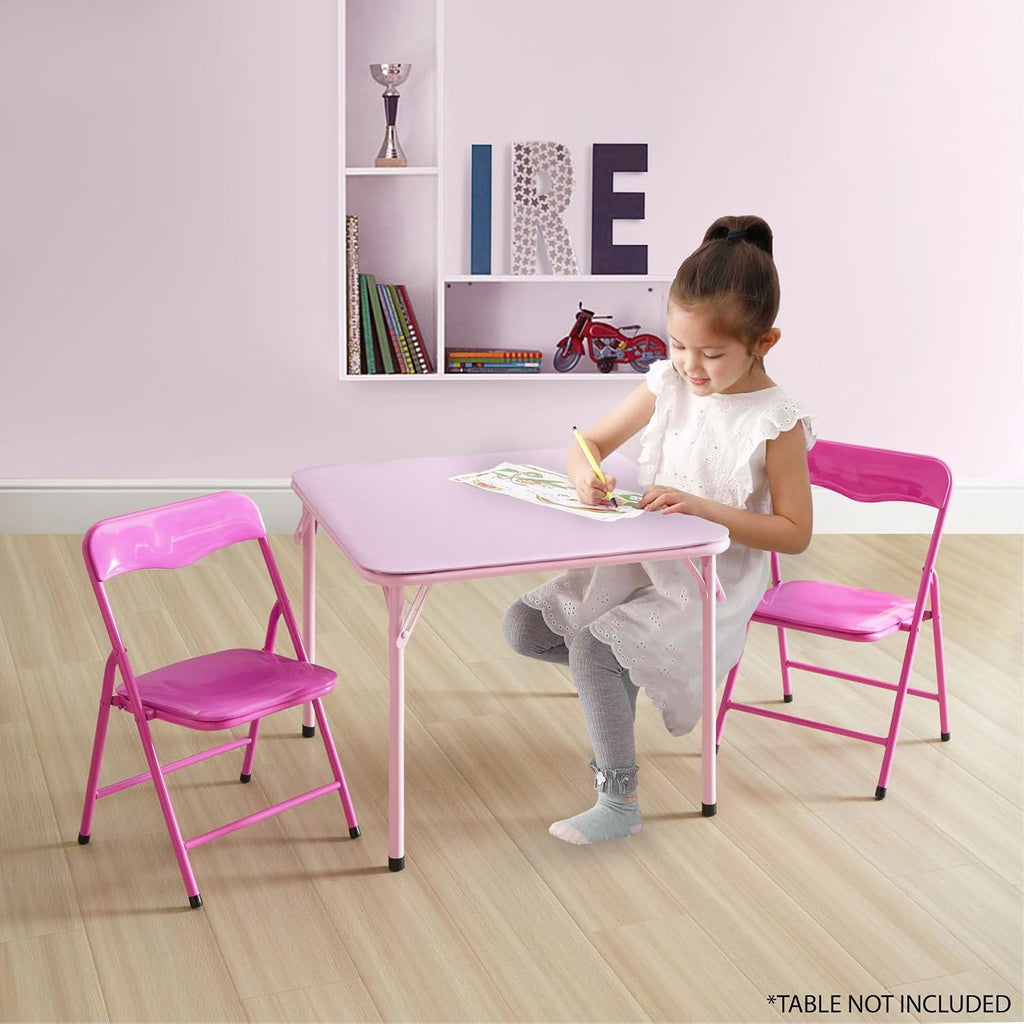 Heritage Kids Padded Folding Chair for Kids, Set of 2, Pink, Ages 3+