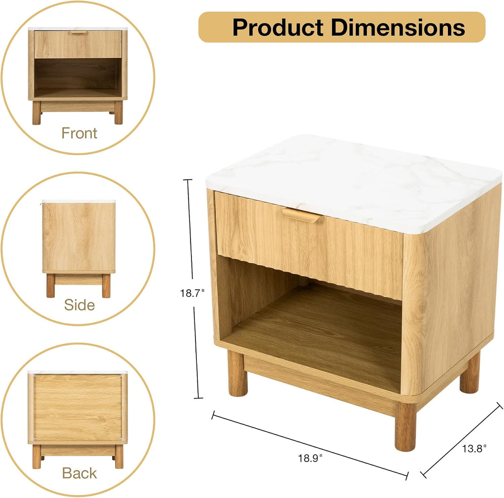 Pamapic Oak Storage Cabinet, Fluted Pantry Cabinet for Living Room